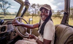 Zawadi takes guests out on a game drive